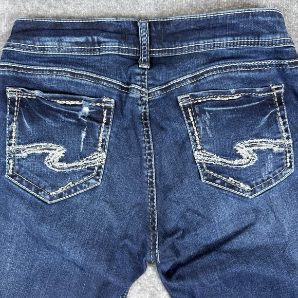 Silver Jeans Denim - Silver Jeans Women's 29 Blue Denim Suki Capri Distressed Medium Wash Mid Rise‎